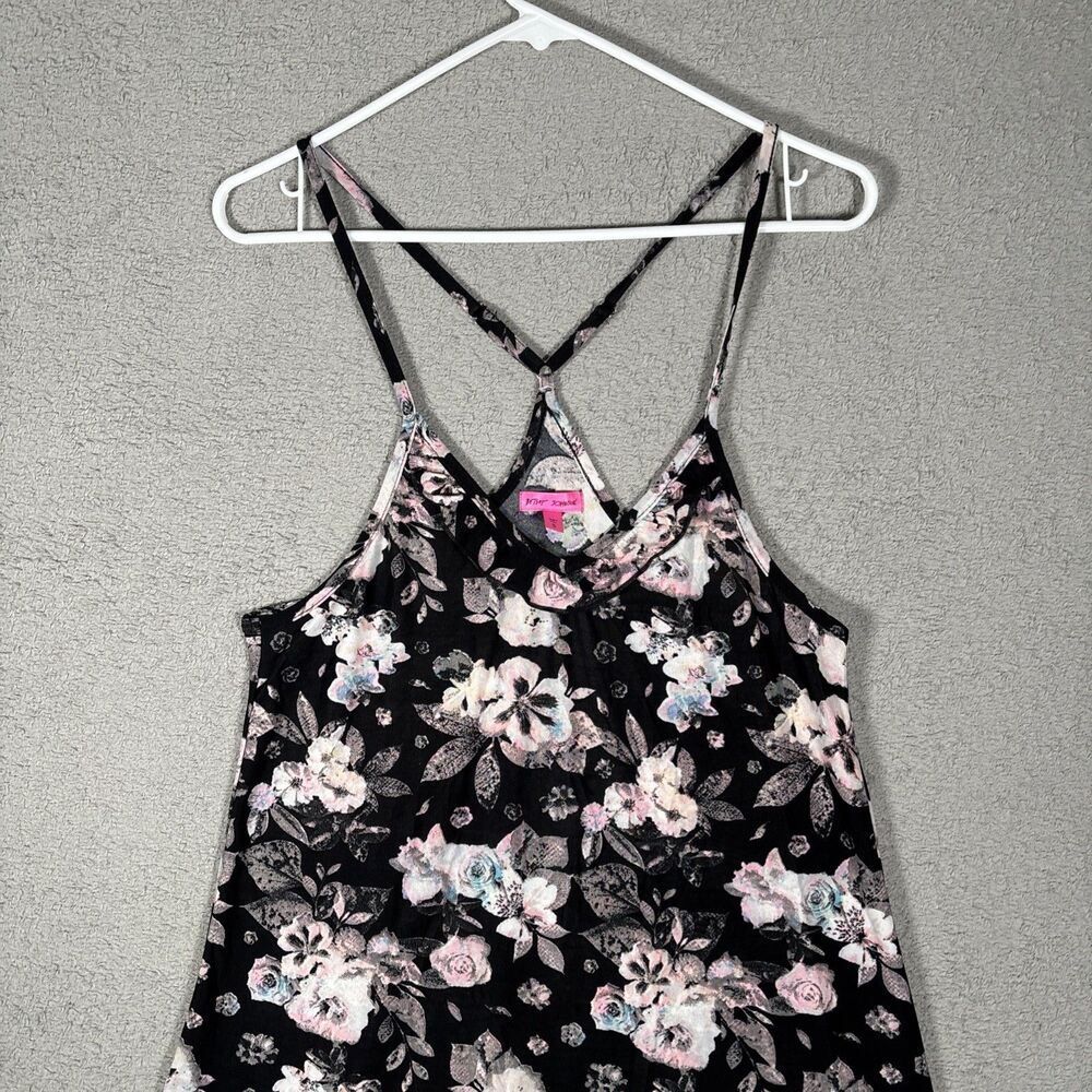 Betsey Johnson Floral Nighty Women’s Size S Black Purple Flowers Mini Night Cami - Picture 2 of 10